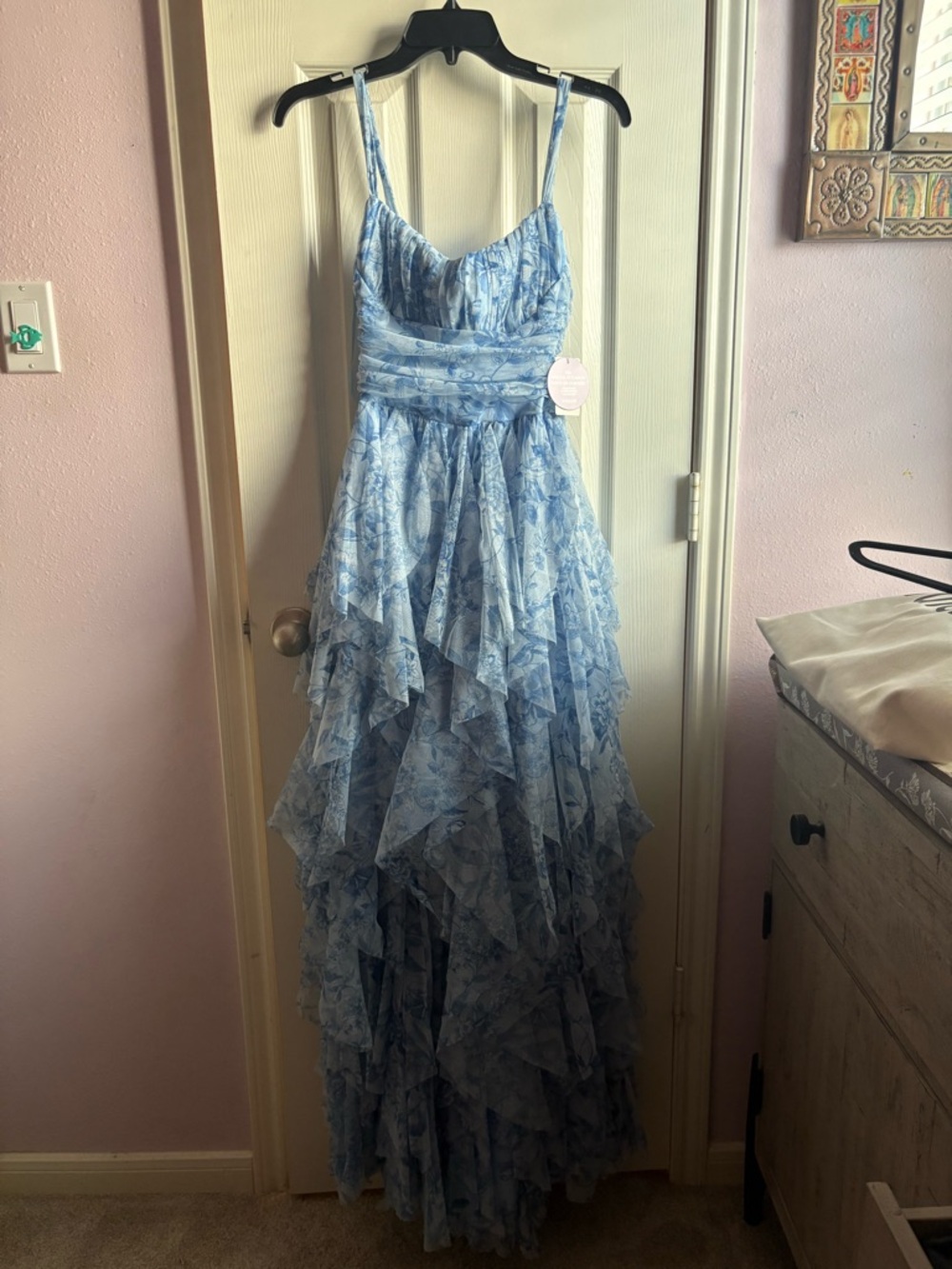 Windsor Light Blue Floral Tiered Maxi Dress